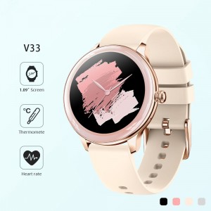 1.09 Inch Full Screen Thermometer Heart Rate Sleep Monitor Women Smart Watch